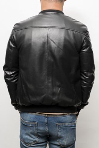 Blouson cuir agneau Giorgio Ronaldo noir.
