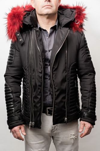 Doudoune Horspist Martinez noir col rouge.