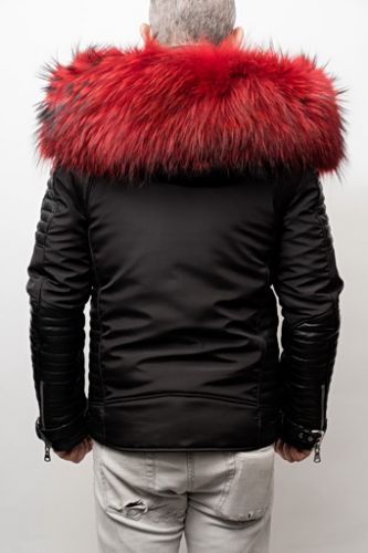 Doudoune Horspist Martinez noir col rouge.
