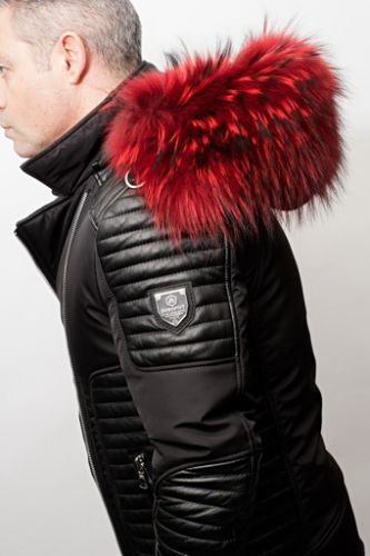 Doudoune Horspist Martinez noir col rouge.