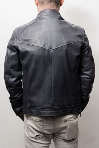 Blouson cuir agneau Daytona Hugo gris.