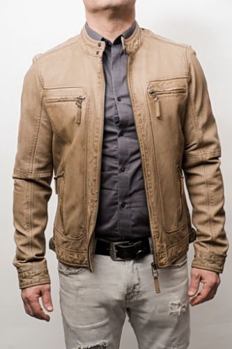  Blouson cuir Oakwood Casey beige.