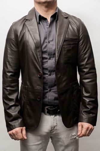 blazer en agneau marron