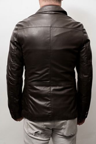 veste en cuir coupe blazer