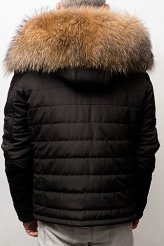 Blouson Horspist Carlton Noir/Daim col naturel.