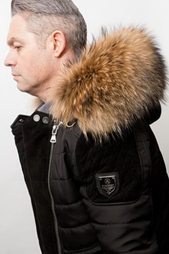 Blouson Horspist Carlton Noir/Daim col naturel.