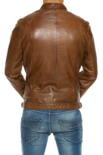 blouson cuir agneau casey tobacco