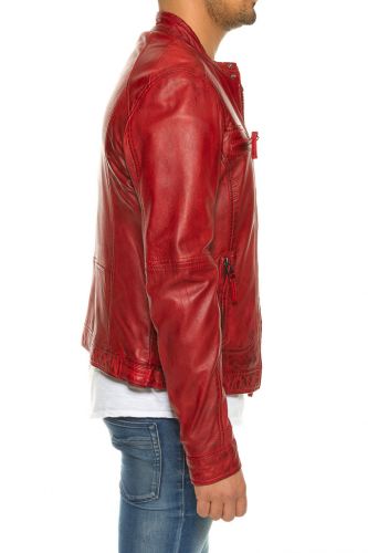  Blouson cuir agneau Oakwood Casey rouge.