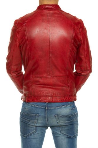  Blouson cuir agneau Oakwood Casey rouge.