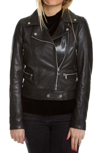 Perfecto femme cuir agneau Rose Garden Panema noir