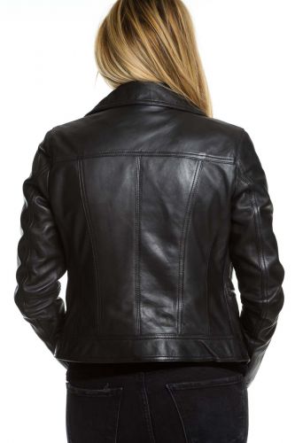 Perfecto femme cuir agneau Rose Garden Panema noir
