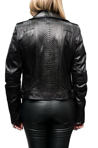 Blouson perfecto cuir python Giorgio Annemara noir