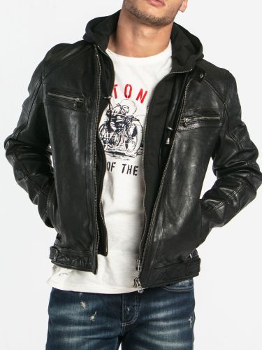 BLOUSON CUIR DAYTONA BISHOP LAMB PAOLO NOIR