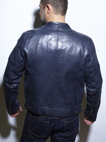 Blouson homme cuir agneau Daytona COLLINS LAMB paolo NAVY