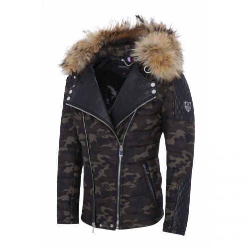 Blouson Horspist Carlton camouflage fourrure véritable.