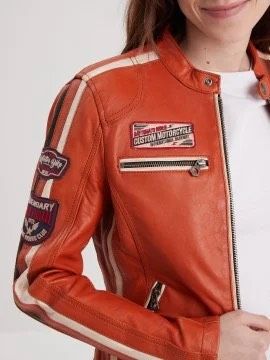 REXY BLOUSON CUIR FEMME STYLE BIKER 
