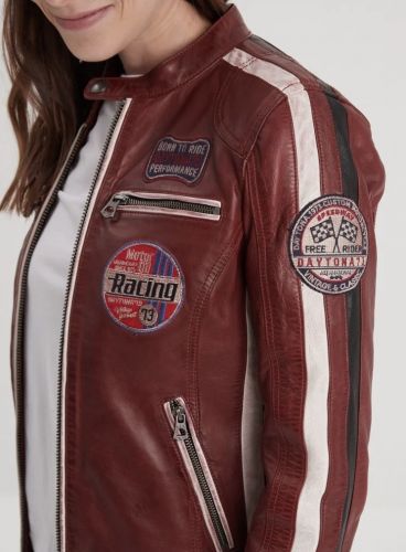 REXY BLOUSON CUIR FEMME STYLE BIKER 