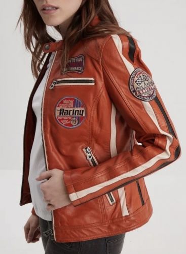 REXY BLOUSON CUIR FEMME STYLE BIKER 