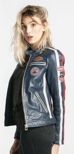 OLA VAN BLOUSON ROSE GARDEN EN CUIR PATCH