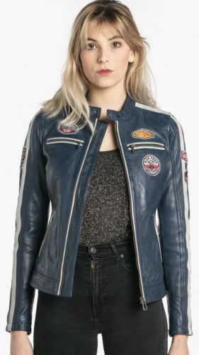 OLA VAN BLOUSON ROSE GARDEN EN CUIR PATCH