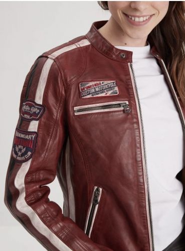 REXY BLOUSON CUIR FEMME STYLE BIKER 