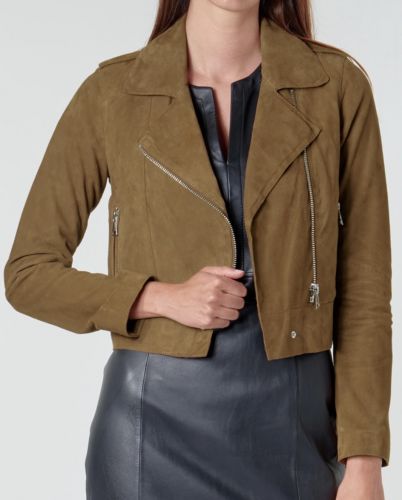 BLOUSON PERFECTO ZULINA MARON EN CUIR DE CHEVRE POUR FEMME OAKWOOD