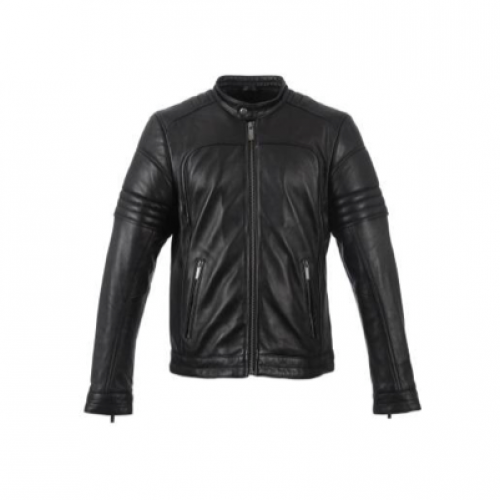 BLOUSON EN CUIR POUR HOMME AGNEAU DAVIS NOIR OAKWOOD