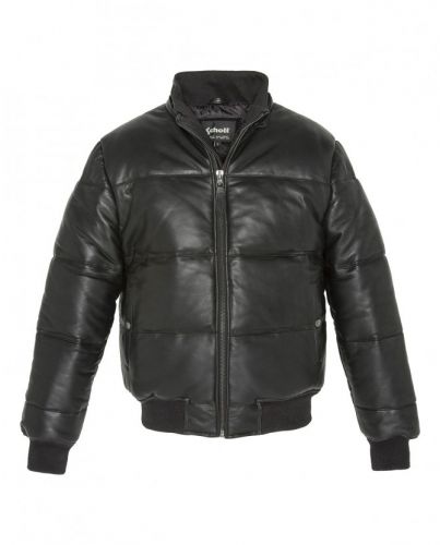 Doudoune à capuche homme LC950X noir schott cuir d'agneau 