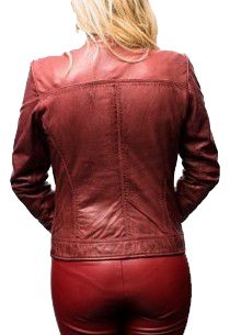 Blouson Cuir Rose Garden Liang Red