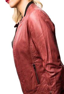 Blouson Cuir Rose Garden Liang Red