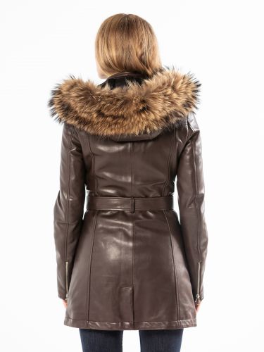VESTE EN CUIR POUR FEMME AURORE MARRON 