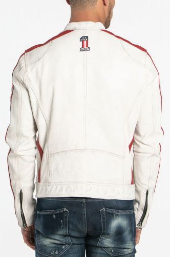 cuir moto blanc