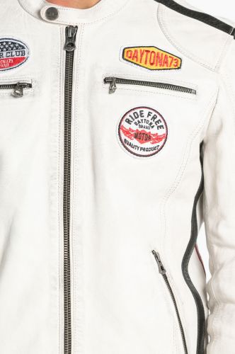 blouson cuir avec patch
