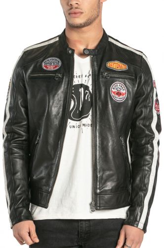 oliver noir en cuir avec patch marque daytonna