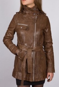 Manteau 3/4 en cuir Giorgio femme marron Katia02.