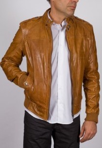 Blouson en cuir Daytona homme cognac Marc.