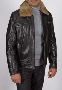 Blouson en cuir et fourrure Redskins homme noir Chaz.