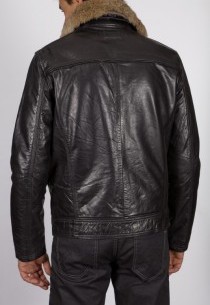 Blouson en cuir et fourrure Redskins homme noir Chaz.