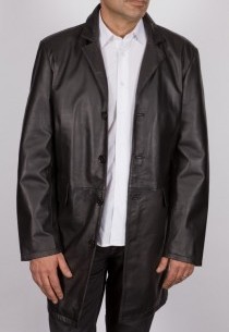 Redingote en cuir LastRebel homme noir Blazer02.