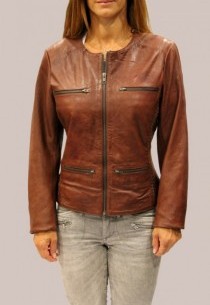 Blouson en cuir LPB femme marron Birdy