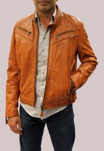 Blouson en cuir RedSkins homme camel Drake.