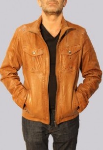 Blouson en cuir Daytona homme cognac Camberra.