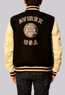 Blouson en cuir et tissu AVIREX homme noir College