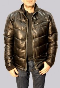 Doudoune en cuir et fourrure AVIREX homme noir Everest