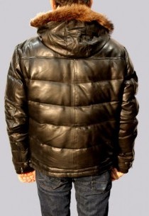 Doudoune en cuir et fourrure AVIREX homme noir Everest
