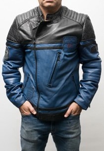 Blouson cuir homme style perfecto Redskins Andy Ocean Blue