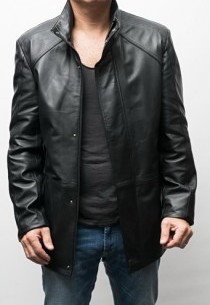 Veste cuir agneau waxy Carlos Noir