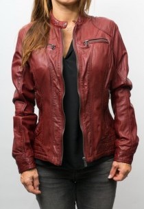 veste cuir agneau rouge pour femme