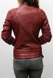 veste véritable cuir de couleur rouge