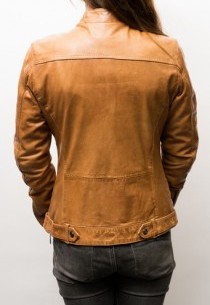 Blouson cuir Rose Garden Silene Cognac